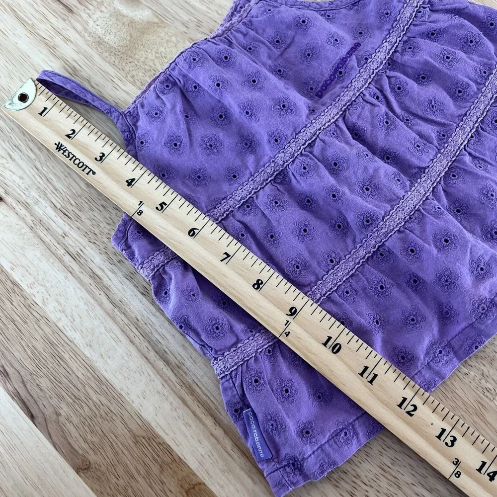 Paco Rabanne‎ Girls Kids Size 90 US 3T Eyelet Tank Top Purple Floral Button Back